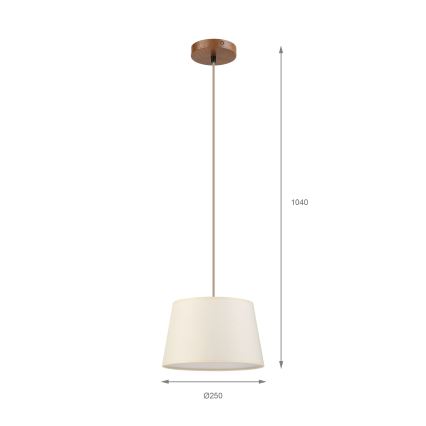 Závesný luster AIDA na lanku 1xE27/15W/230V pr. 25 cm dub/krémová