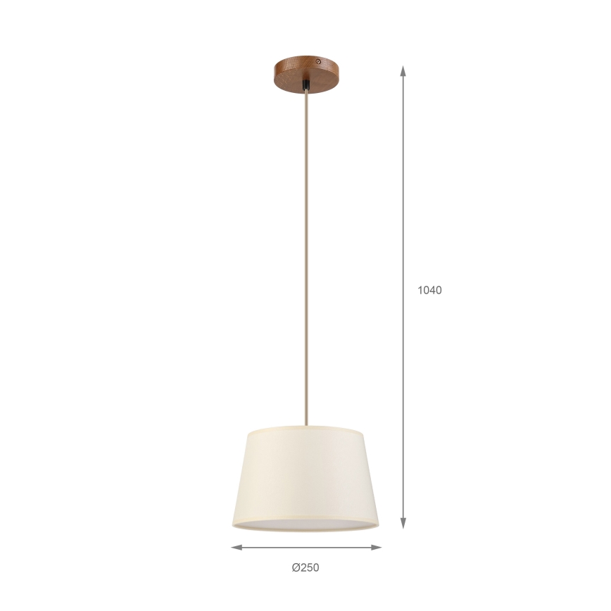 Závesný luster AIDA na lanku 1xE27/15W/230V pr. 25 cm dub/krémová