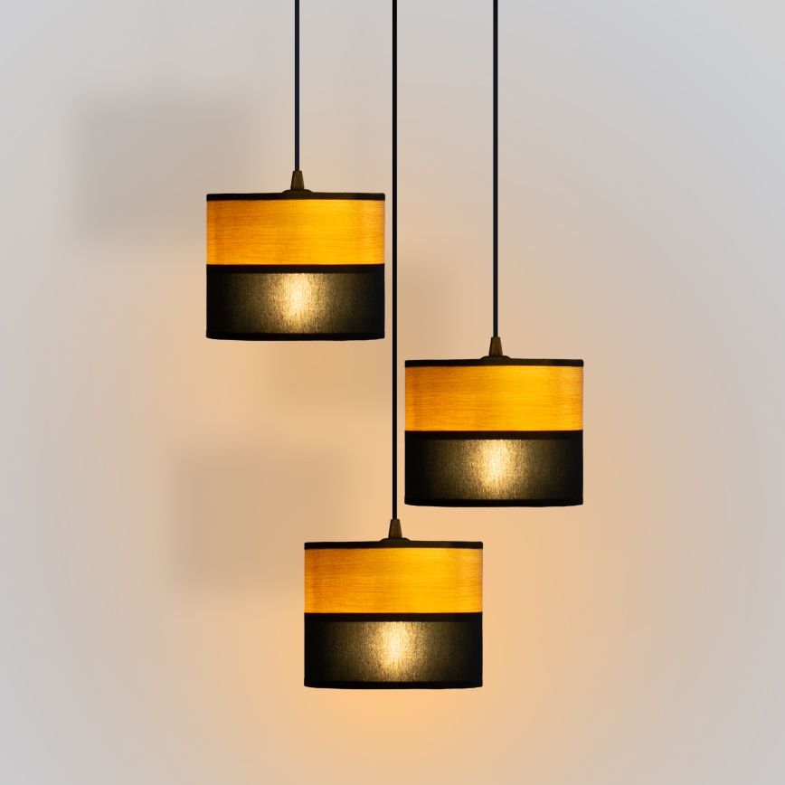 Závesný luster ALBA na lankách 3xE27/15W/230V, priemer 40 cm, čierna/hnedá