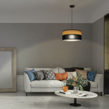 Závesný luster ALBA na lanku 1xE27/15W/230V, pr. 45 cm, čierna/hnedá