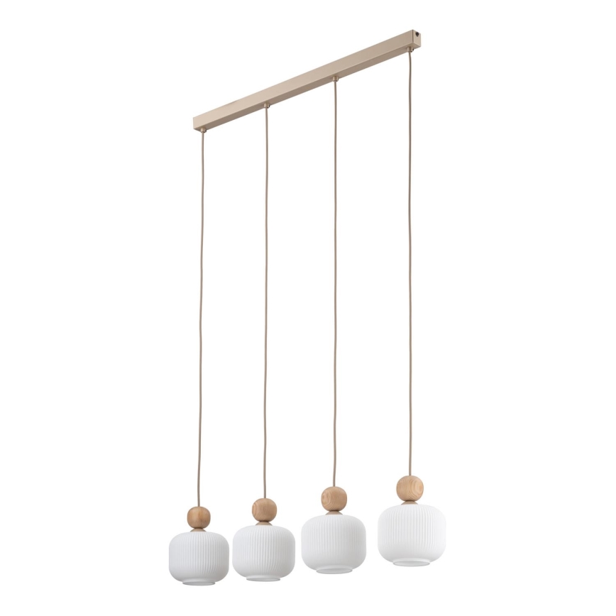 Závesný luster BALLO na lanku 4xE14/10W/230V béžový