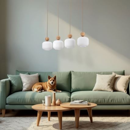 Závesný luster BALLO na lanku 4xE14/10W/230V béžový