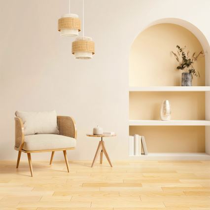 Závesný luster BOHO na lanku 2xE27/60W/230V juta/krémová