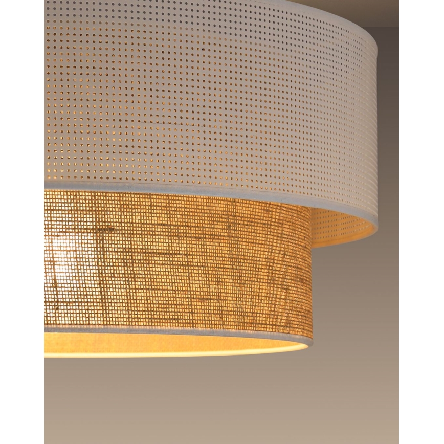 Závesný luster BORHO na lanku 1xE27/60W/230V pr. 50 cm biela/juta