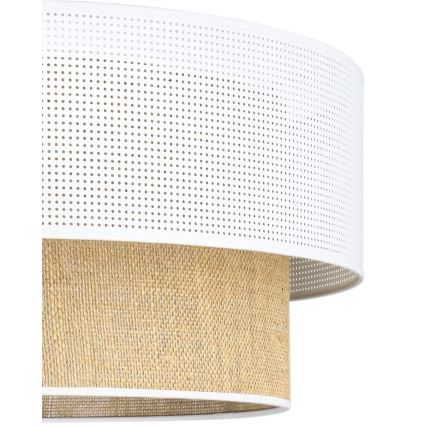Závesný luster BORHO na lanku 1xE27/60W/230V pr. 50 cm biela/juta