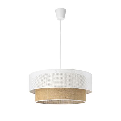 Závesný luster BORHO na lanku 1xE27/60W/230V pr. 50 cm biela/juta