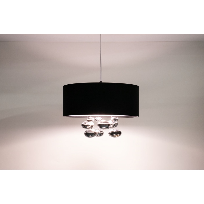 Závesný luster BUBBLE na lanku 1xE27/60W/230V, priemer 40 cm, čierna