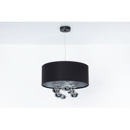 Závesný luster BUBBLE na lanku 1xE27/60W/230V, priemer 40 cm, čierna