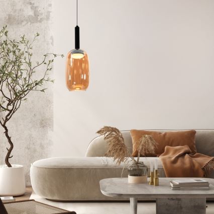 Závesný luster BUENO na lanku 1xGX53/9W/230V pr. 15 cm dymovo-hnedá