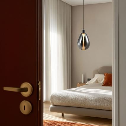 Závesný luster DENSO na lanku 1xG9/5W/230V, priemer 20 cm, čierny chróm