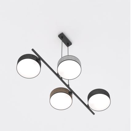 Závesný luster DRUMZ na lane 4xE14/10W/230V čierna/hnedá/sivá