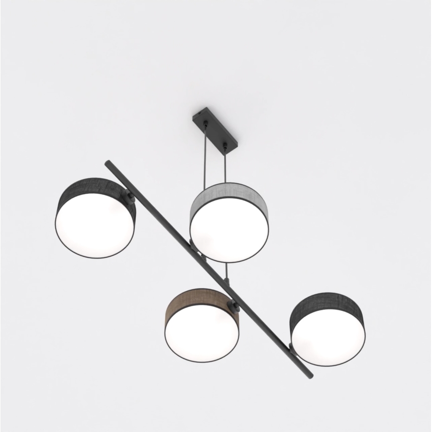 Závesný luster DRUMZ na lane 4xE14/10W/230V čierna/hnedá/sivá