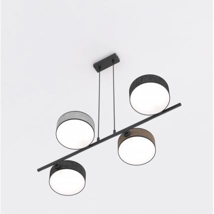 Závesný luster DRUMZ na lane 4xE14/10W/230V čierna/hnedá/sivá