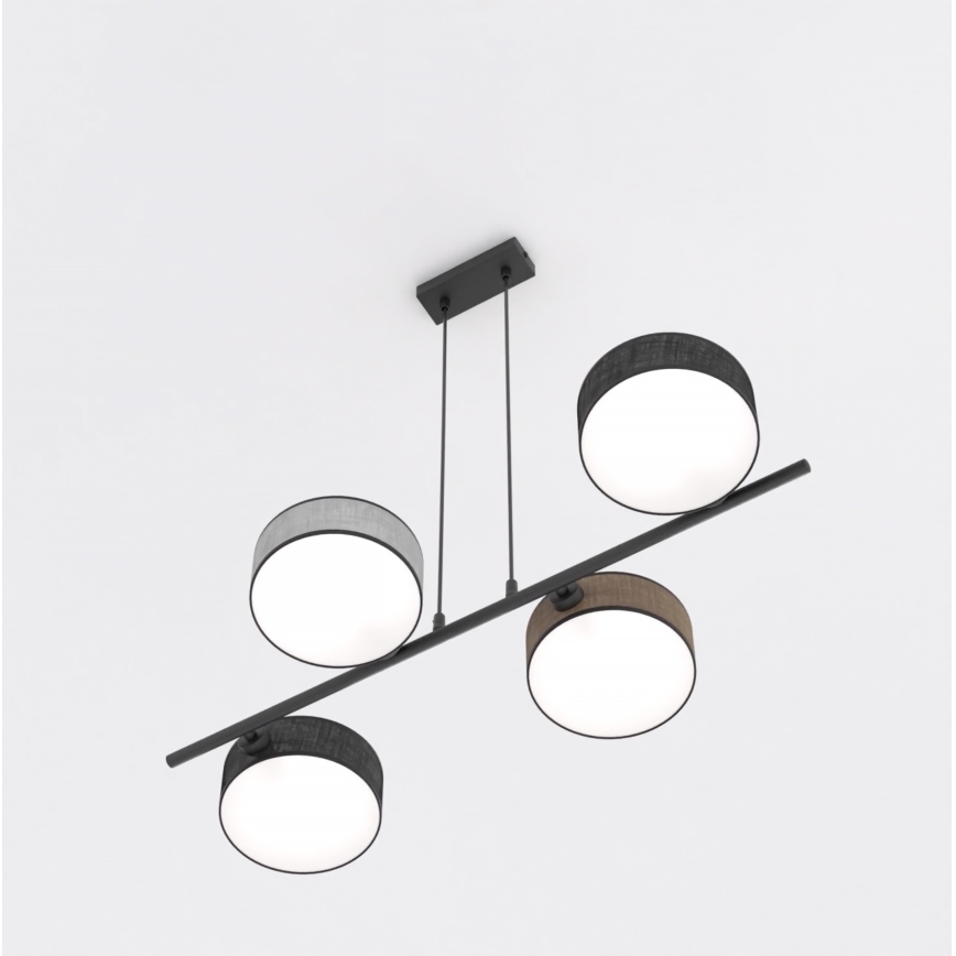 Závesný luster DRUMZ na lane 4xE14/10W/230V čierna/hnedá/sivá