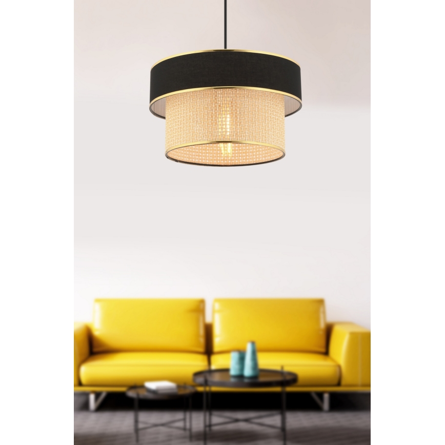 Závesný luster ERO 1xE27/60W/230V čierny/béžový