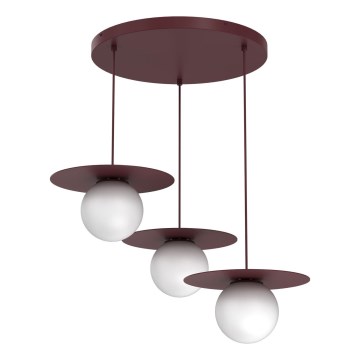 Závesný luster FLAT 3xE27/15W/230V bordový