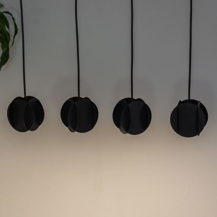 Závesný luster GAMBIT na lanku 4xGU10/10W/230V, čierny