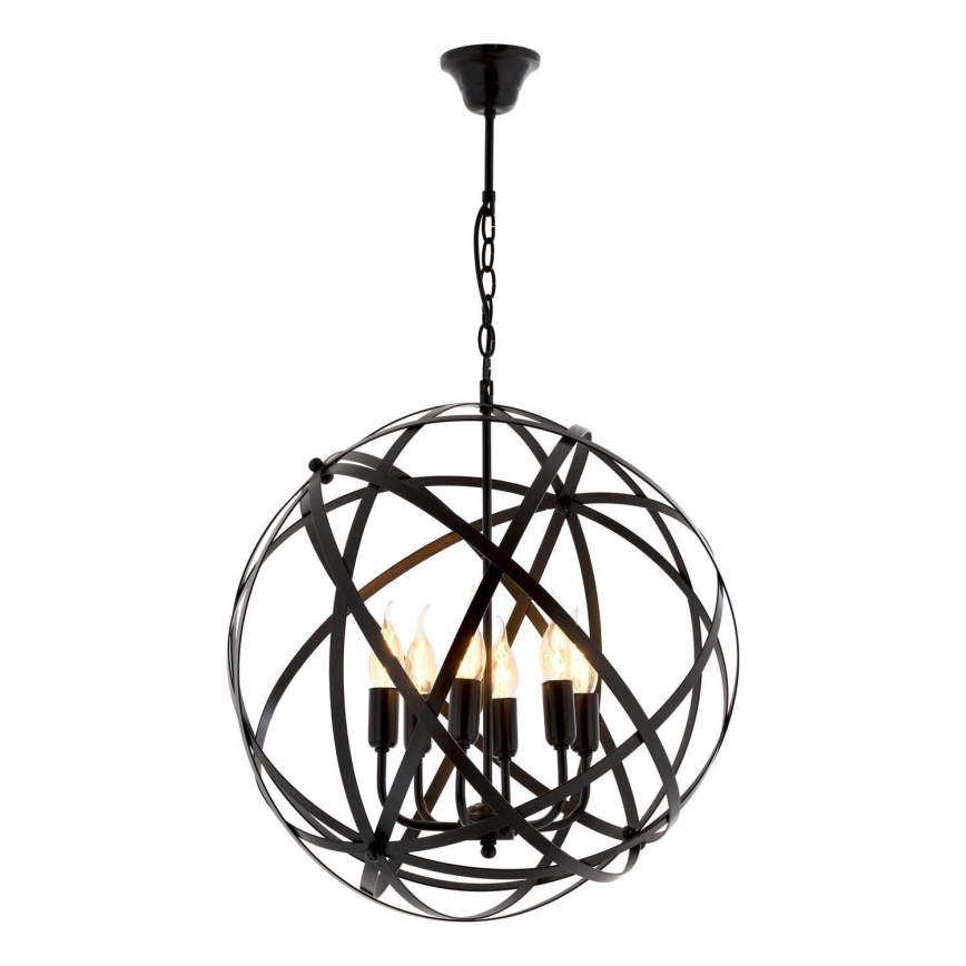 Závesný luster IRONBALL 6xE27/40W/230V čierny