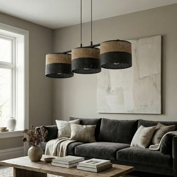 Závesný luster KARBON na lanku 3xE27/15W/230V čierna/hnedá