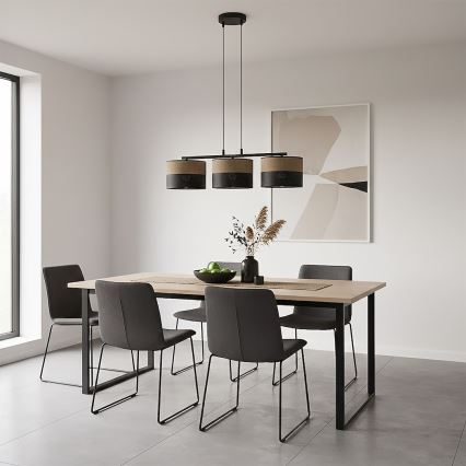 Závesný luster KARBON na lanku 3xE27/15W/230V čierna/hnedá