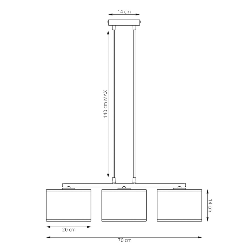 Závesný luster KARBON na lanku 3xE27/15W/230V čierna/hnedá