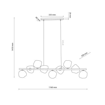 Závesný luster LAVA 9xG9/8W/230V bronzový/dymovo-béžový
