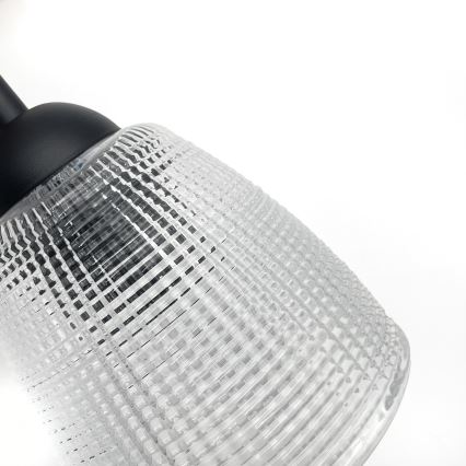 Závesný luster LEANDRA na lanku 1xE27/15W/230V dub/čierna