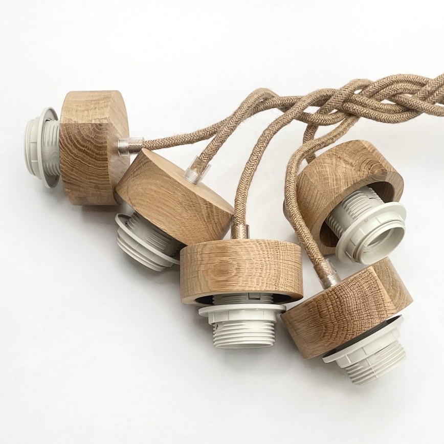 Závesný luster LOOMIS na lane 5xE27/15W/230V 130 cm béžová/dub