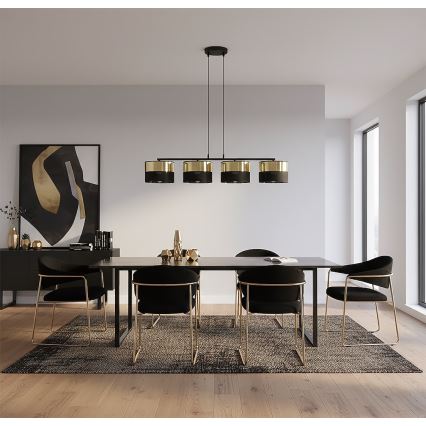 Závesný luster LUX na lanku 4xE27/15W/230V čierna/zlatá