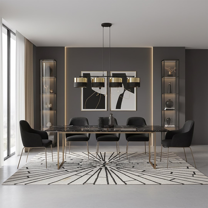 Závesný luster LUX na lanku 4xE27/15W/230V čierna/zlatá