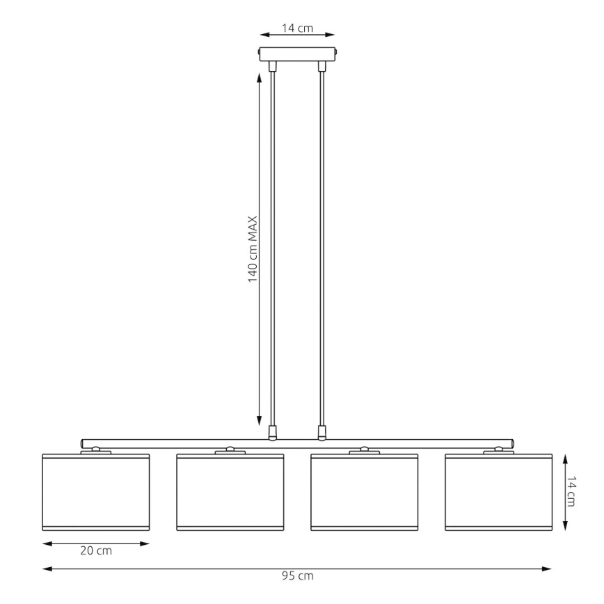 Závesný luster LUX na lanku 4xE27/15W/230V čierna/zlatá