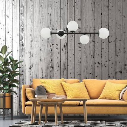 Závesný luster MADDIE 5xE14/5W/230V čierna