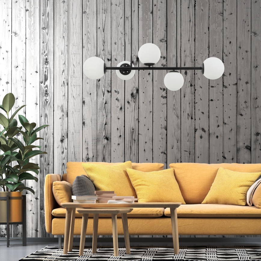 Závesný luster MADDIE 5xE14/5W/230V čierna