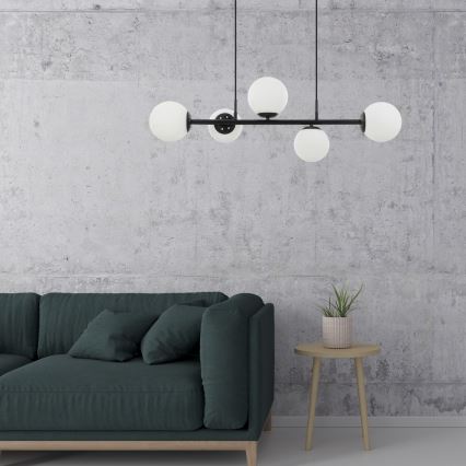 Závesný luster MADDIE 5xE14/5W/230V čierna