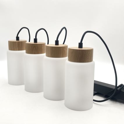 Závesný luster MARKUS 4xE27/15W/230V čierna/dub