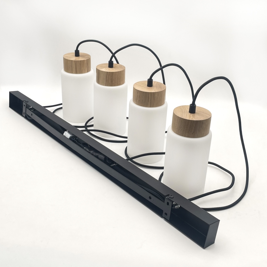 Závesný luster MARKUS 4xE27/15W/230V čierna/dub