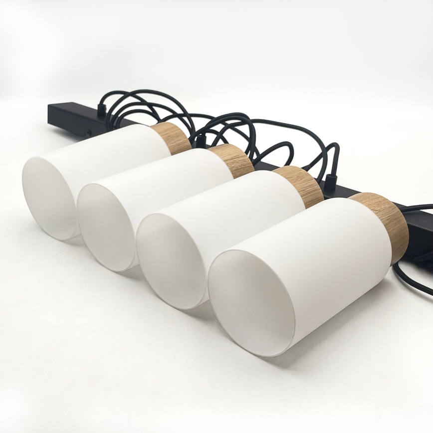 Závesný luster MARKUS 4xE27/15W/230V čierna/dub