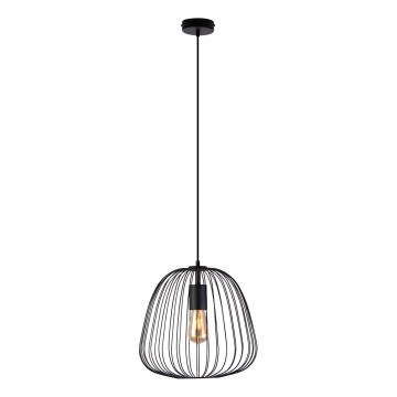 Závesný luster na kábli OVELLA 1xE27/15W/230V pr. 36 cm čierny