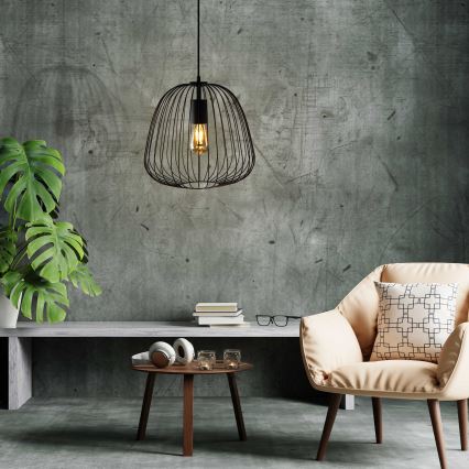 Závesný luster na kábli OVELLA 1xE27/15W/230V pr. 36 cm čierny