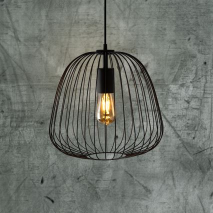 Závesný luster na kábli OVELLA 1xE27/15W/230V pr. 36 cm čierny
