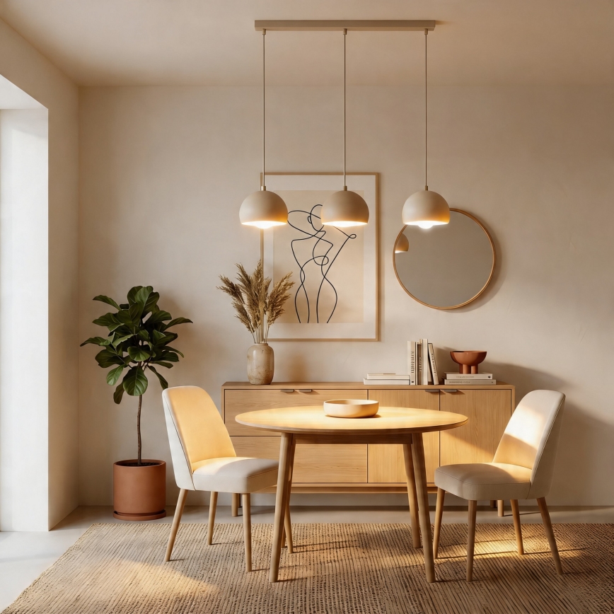 Závesný luster na kábli SOOL 3xE27/15W/230V béžový