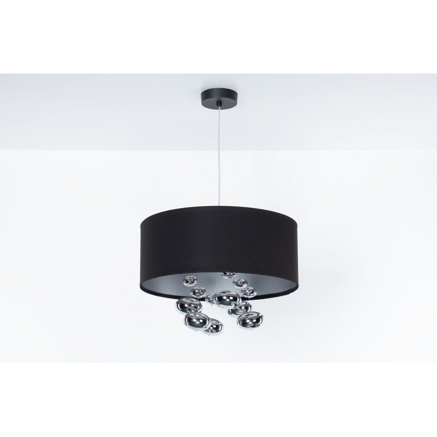 Závesný luster na lane BUBBLE 1xE27/60W/230V, priemer 50 cm, čierny