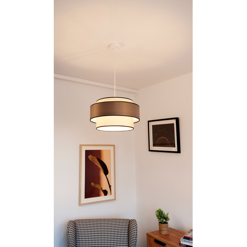 Závesný luster na lane GRACE 1×E27/60W/230V Ø 40 cm krémová/šedá