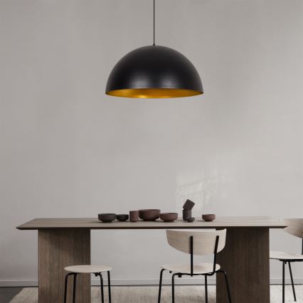Závesný luster na lane SIVANI 1xE27/40W/230V pr. 60 cm čierna/medená