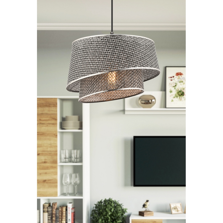 Závesný luster na lankách BARETTE 1xE27/60W/230V sivý/lesklý chróm