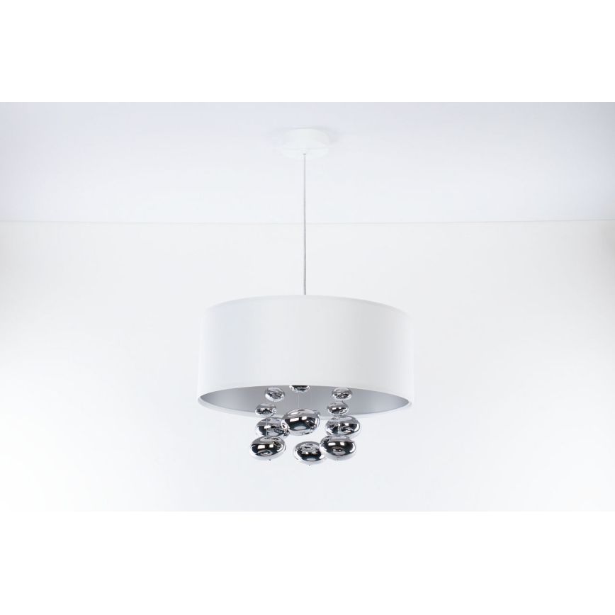 Závesný luster na lankách BUBBLE 1xE27/60W/230V, priemer 40 cm, biela