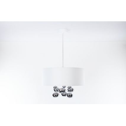 Závesný luster na lankách BUBBLE 1xE27/60W/230V, priemer 40 cm, biela