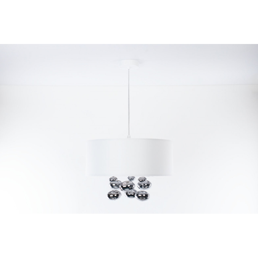 Závesný luster na lankách BUBBLE 1xE27/60W/230V, priemer 40 cm, biela