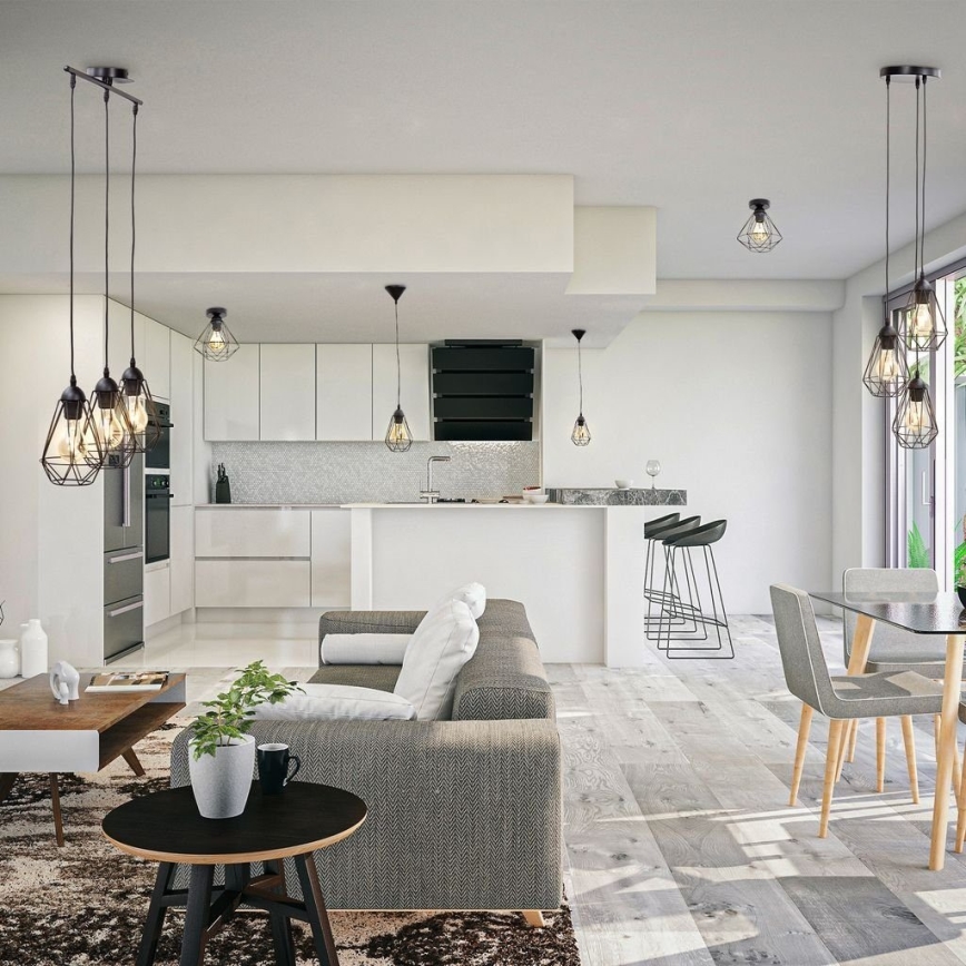 Závesný luster na lanku 1xE27/40W/230V čierny