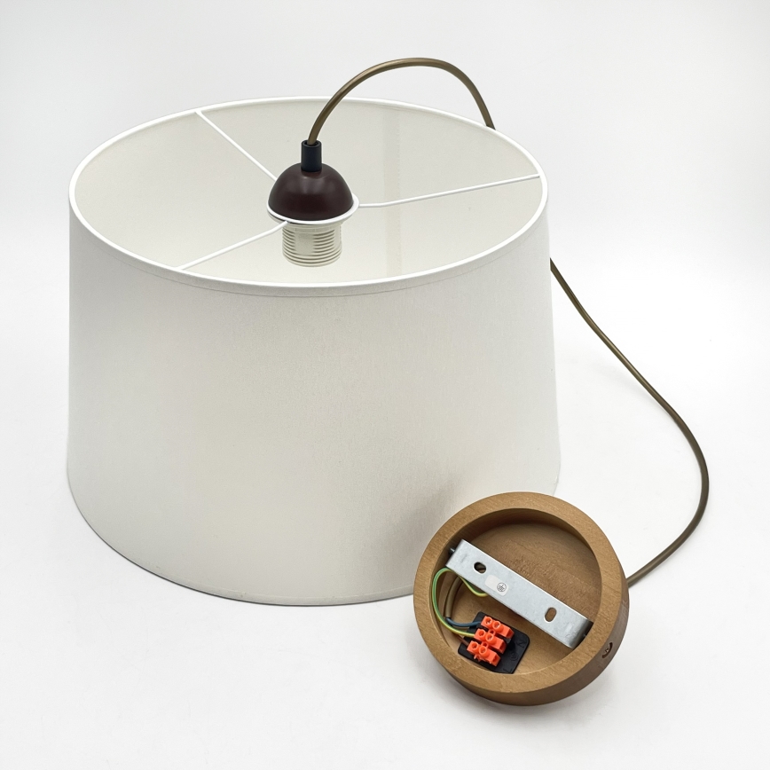 Závesný luster na lanku AIDA 1xE27/60W/230V pr. 35 cm dub/hnedá/biela